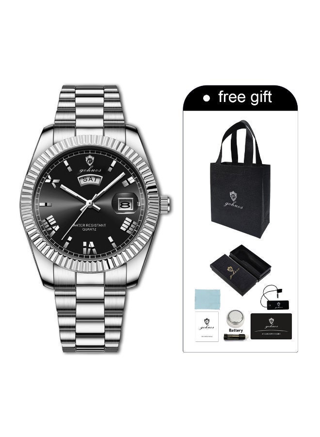 GOHUOS Men’s Watches, Top Brand Luxury Stainless Steel Band Waterproof Analog Quartz Classic Business Wrist Watch - 40mm - Father or Boyfriend Gift - Image 2