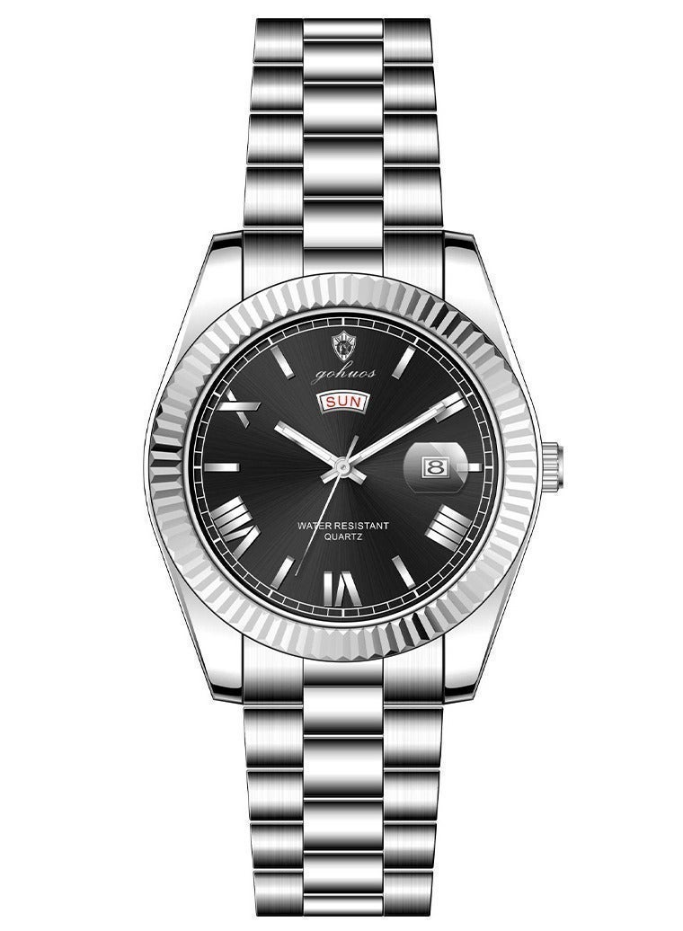 GOHUOS Men’s Watches, Top Brand Luxury Stainless Steel Band Waterproof Analog Quartz Classic Business Wrist Watch - 40mm - Father or Boyfriend Gift - Image 4