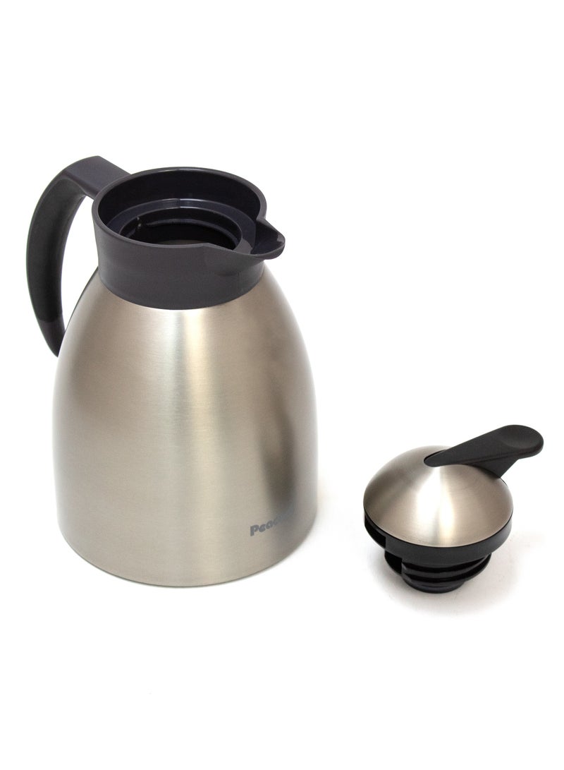 Peacock 1.1L Stainless Steel Vacuum Handy Pot Thermal Pitcher for Hot and Cold Beverages Double Walled Insulated Carafe Coffee Dispenser Rust Resistant Silver - Image 3
