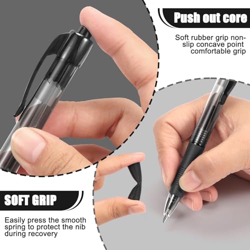 deegtran Pens Bulk, 50 Pack No Bleed Black Ink Click Pens with Soft Grip, Wholesale Retractable Ballpoint Pens for Office School, Medium Point Smooth 1.0MM - Image 4