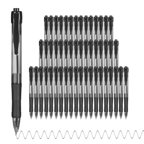 deegtran Pens Bulk, 50 Pack No Bleed Black Ink Click Pens with Soft Grip, Wholesale Retractable Ballpoint Pens for Office School, Medium Point Smooth 1.0MM - Image 1
