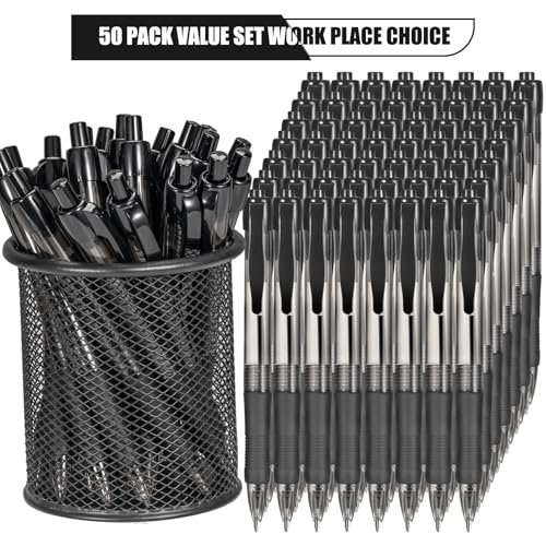 deegtran Pens Bulk, 50 Pack No Bleed Black Ink Click Pens with Soft Grip, Wholesale Retractable Ballpoint Pens for Office School, Medium Point Smooth 1.0MM - Image 2