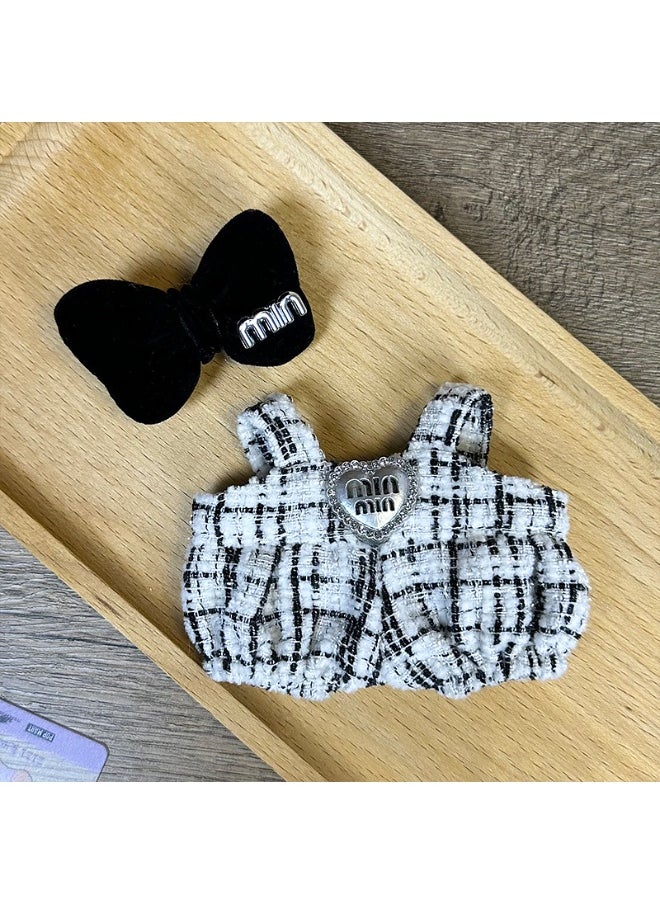 LABUBU LABUBU Universal Doll Outfit – Black & White M-Inspired 2-Piece Set with Headband & Romper – Fits Gen 1 & 2 Plush/Vinyl Dolls (Doll Not Included)  - Image 2