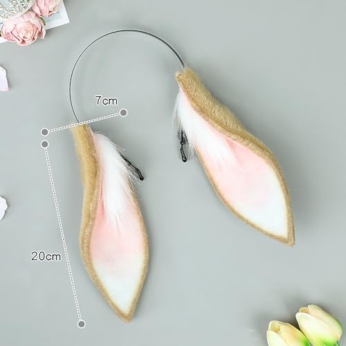Faylay Women Cosplay Bunny Ears Rabbit Headband Animal Ears Furry Bunny Ears Party Accessories (MHTCET-1White) - Image 3