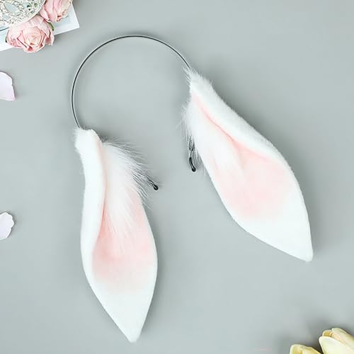 Faylay Women Cosplay Bunny Ears Rabbit Headband Animal Ears Furry Bunny Ears Party Accessories (MHTCET-1White) - Image 2