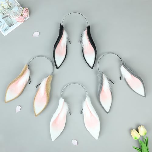 Faylay Women Cosplay Bunny Ears Rabbit Headband Animal Ears Furry Bunny Ears Party Accessories (MHTCET-1White) - Image 4