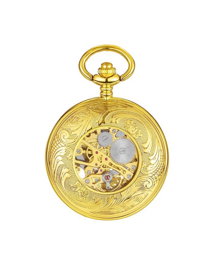 ShoppeWatch Mens Pocket Watch with Chain | Hand Winding Vintage Pocket Watch | Classic Mechanical Movement Pocketwatch | 1920s Railroad Steampunk Costume Accessory Gold PW222 - Image 4