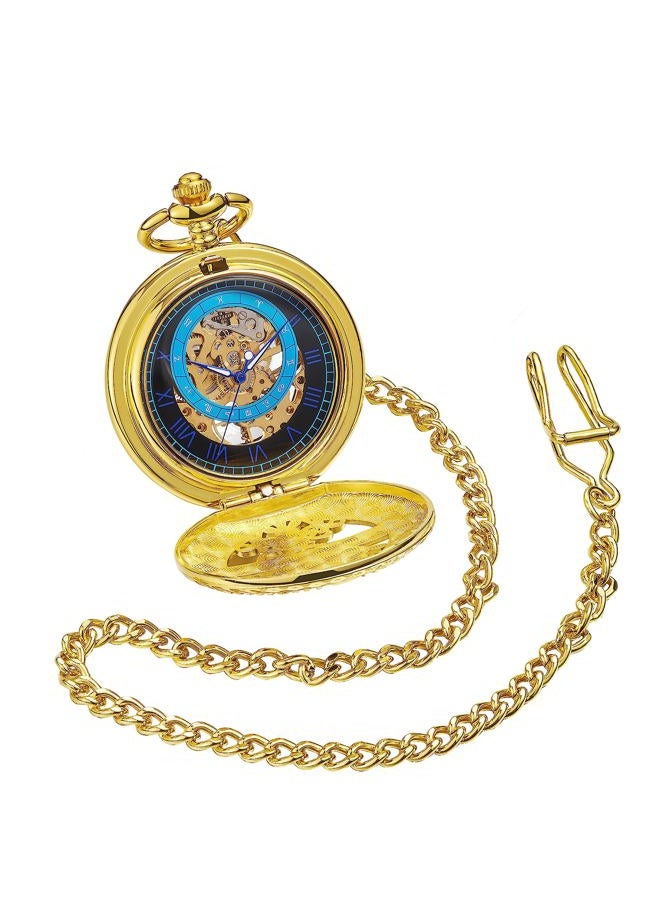 ShoppeWatch Mens Pocket Watch with Chain | Hand Winding Vintage Pocket Watch | Classic Mechanical Movement Pocketwatch | 1920s Railroad Steampunk Costume Accessory Gold PW222 - Image 3