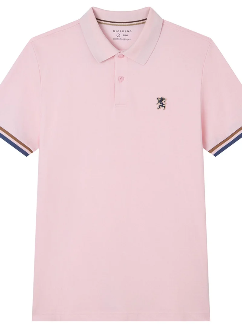 GIORDANO  Men’s Cotton Slim Performance Polo with Small Lion Embroidery for Men | Best Price UAE