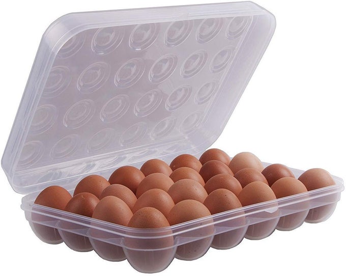 DOUBLE LAYER 24 EGG STORAGE BOXFOOD STORAGE BOXVEGETABLE STORAGE BASKET24 GRID EGG HOLDER WITH TRAY PLASTIC CARRIER CASESDOUBLE LAYER EGG BOX 24 GRID