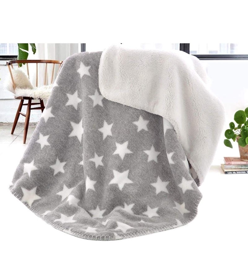 BRANDONN Wool Newborn Wrapper Cum Baby Blanket (Grey Star) - Image 3