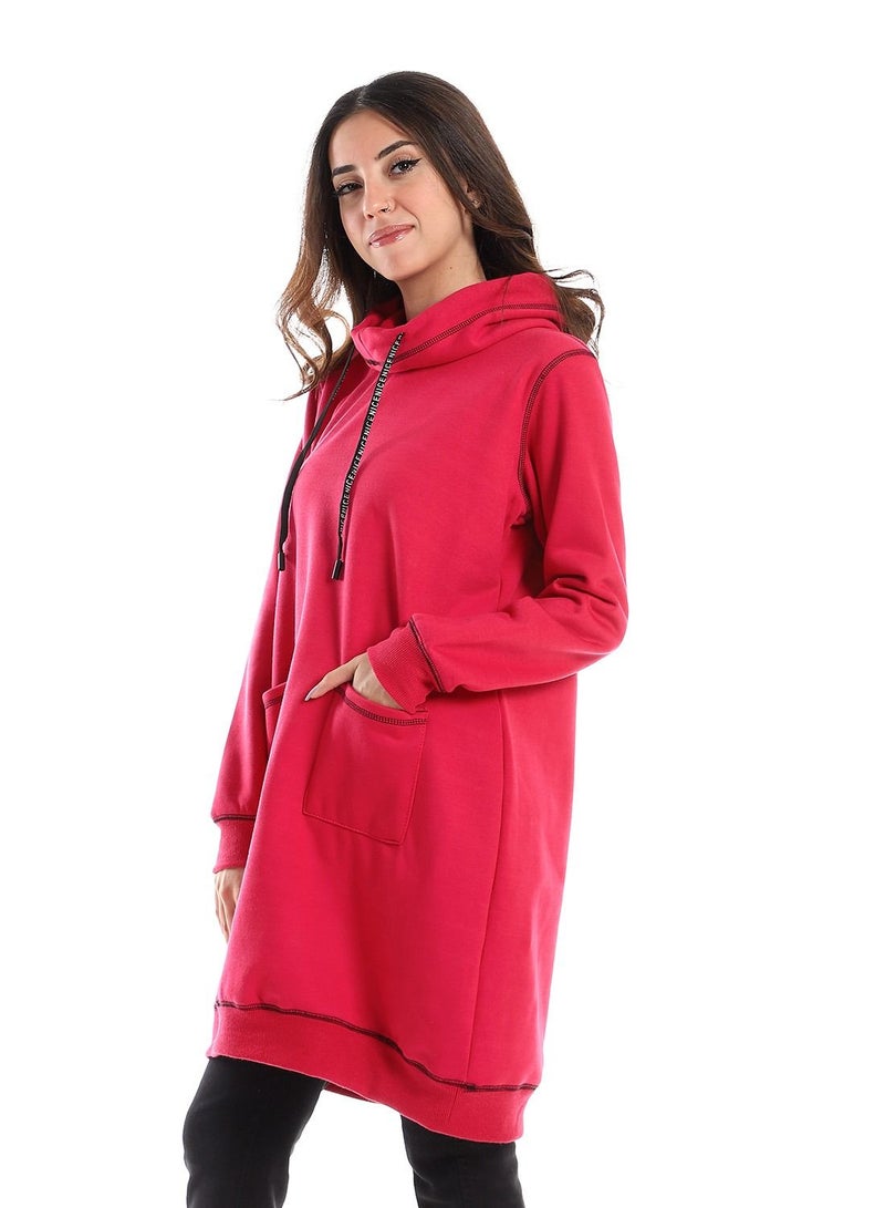 Caesar Woman Long Hoodie With Two Pocket And Sewing Design  - Image 2