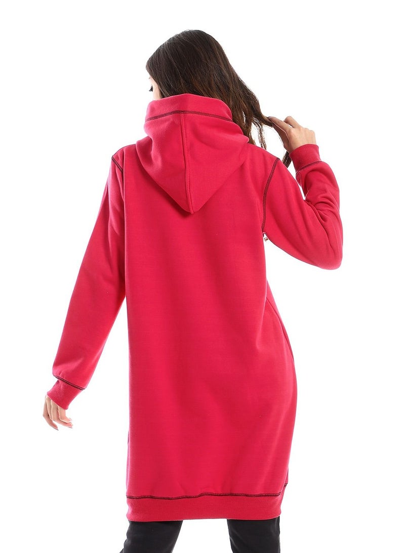 Caesar Woman Long Hoodie With Two Pocket And Sewing Design  - Image 3