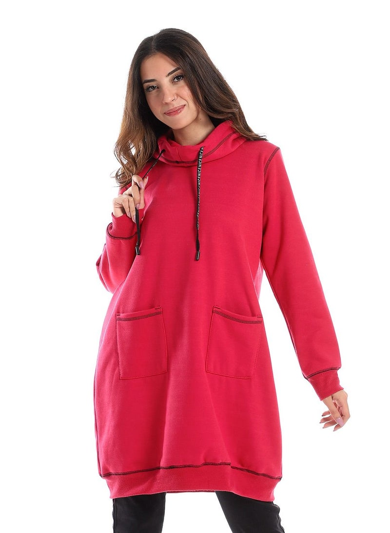 Caesar Woman Long Hoodie With Two Pocket And Sewing Design  - Image 1