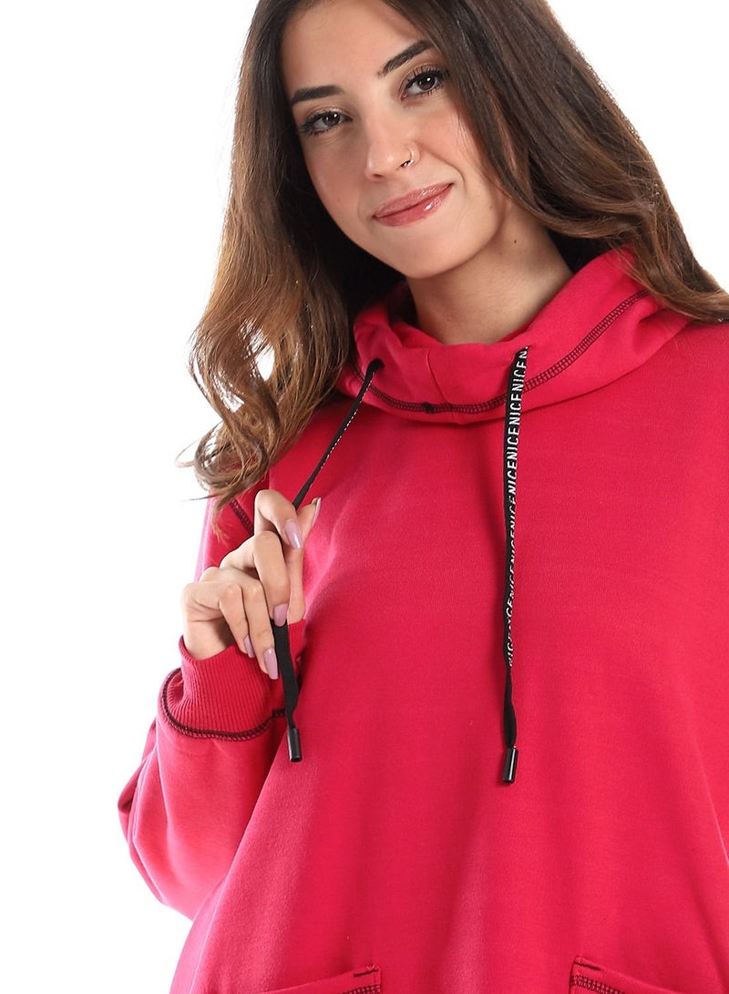 Caesar Woman Long Hoodie With Two Pocket And Sewing Design  - Image 4