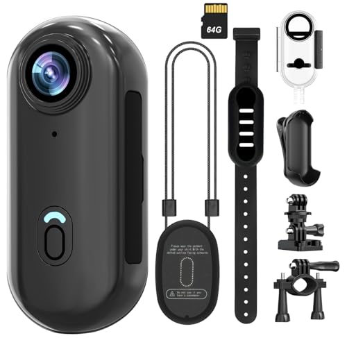 4K WIFI POV Action Body Camera 64GB Thumb Size Mini Bodycam Waterproof Magnetic Wearable Handfree Portable Sports Action Cameras Snapcam Mount Anywhere for Cycling Skiing Swimming Walking