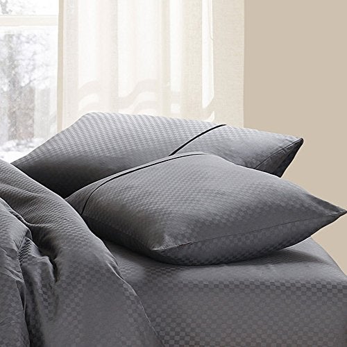 Spread Spain Cotton Oxford 400 Thread Count Geometric Pattern Single Bed Size Zipper Duvet/Quilt Cover Soft and Comfy Duvet Cover (60" x 90" inch Grey) - Image 4