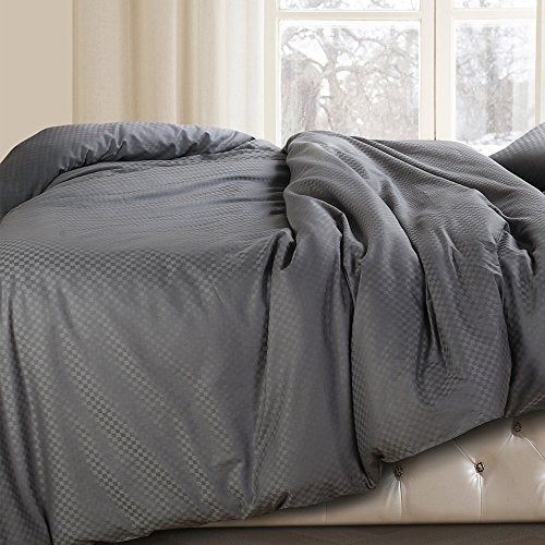 Spread Spain Cotton Oxford 400 Thread Count Geometric Pattern Single Bed Size Zipper Duvet/Quilt Cover Soft and Comfy Duvet Cover (60" x 90" inch Grey) - Image 2