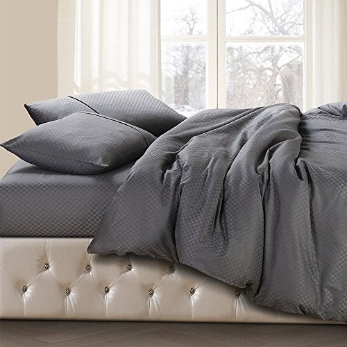 Spread Spain Cotton Oxford 400 Thread Count Geometric Pattern Single Bed Size Zipper Duvet/Quilt Cover Soft and Comfy Duvet Cover (60" x 90" inch Grey) - Image 5