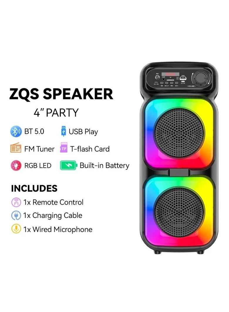 سينجي سبيكر بلوتوث محمول سينجى -E ZQS4273M بقدرة 16 واط مزود بإضاءة LED و صوت قوي - مكبرين صوت 4 بوصة ويدعم مدخل المايك وUSB وFM وAUX - بطارية تدوم طويلاً - Image 2