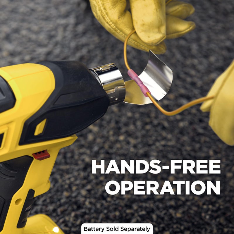 Wagner SprayTech 2467225 FURNO 550 18V Variable Temp Cordless Crafts, Wire Shrinking, Defrosting Pipes, with 2 Nozzles â€“ Bare Tool Heat Gun, Yellow - Image 4