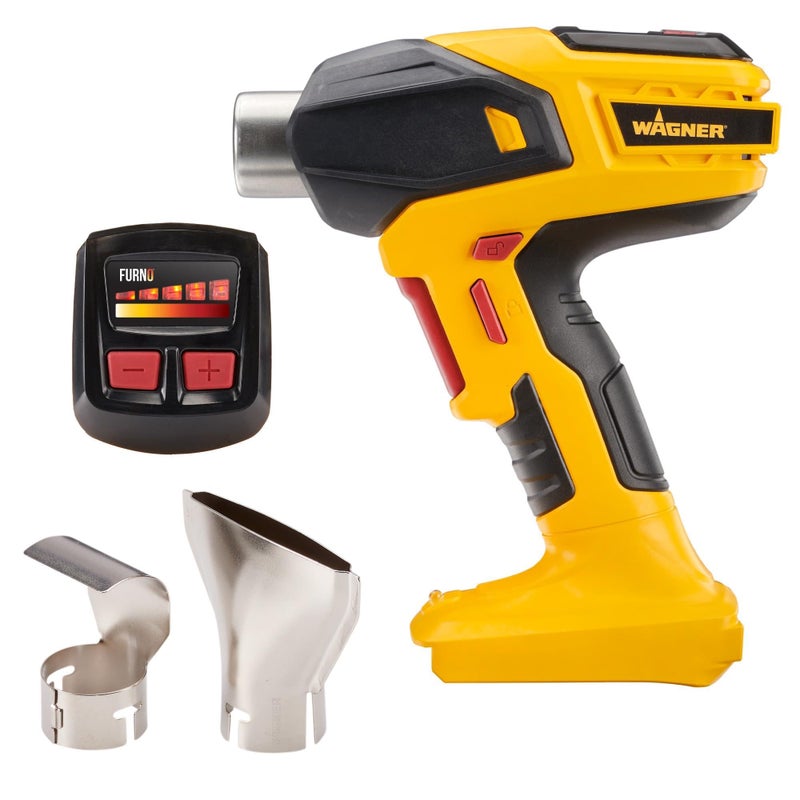 Wagner SprayTech 2467225 FURNO 550 18V Variable Temp Cordless Crafts, Wire Shrinking, Defrosting Pipes, with 2 Nozzles â€“ Bare Tool Heat Gun, Yellow - Image 1