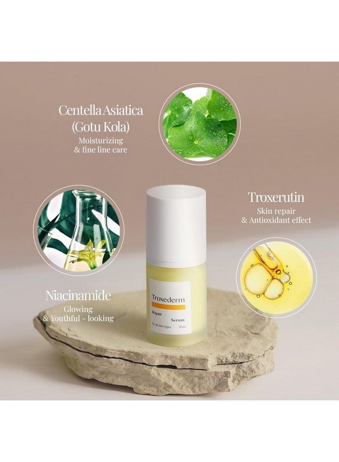 Troxederm Repair Serum Premium Facial Serum For Repairing Hydrating With Niacinamide Troxerutin Centella Asiatica For All Skin Types 1.01 Fl.Oz - Image 3