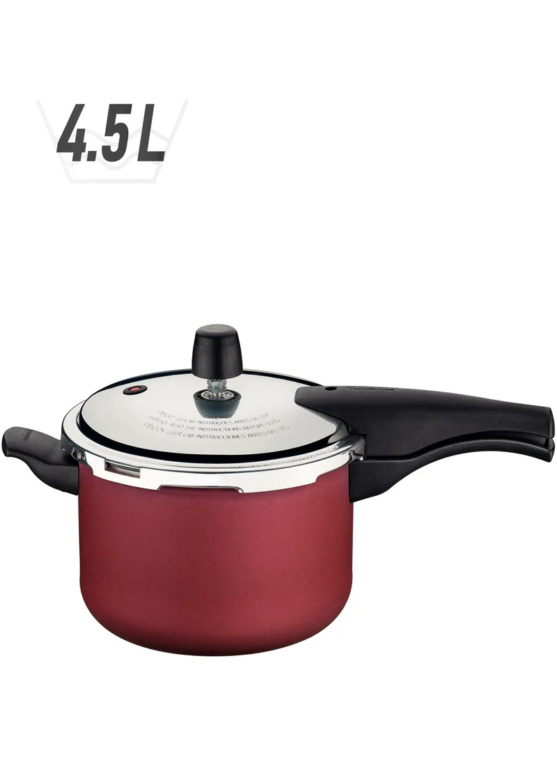TRAMONTINA Tramontina Vancouver 20cm  4.5L Red Aluminum Pressure Cooker with Interior and Exterior Starflon Max PFOA Free Nonstick Coating