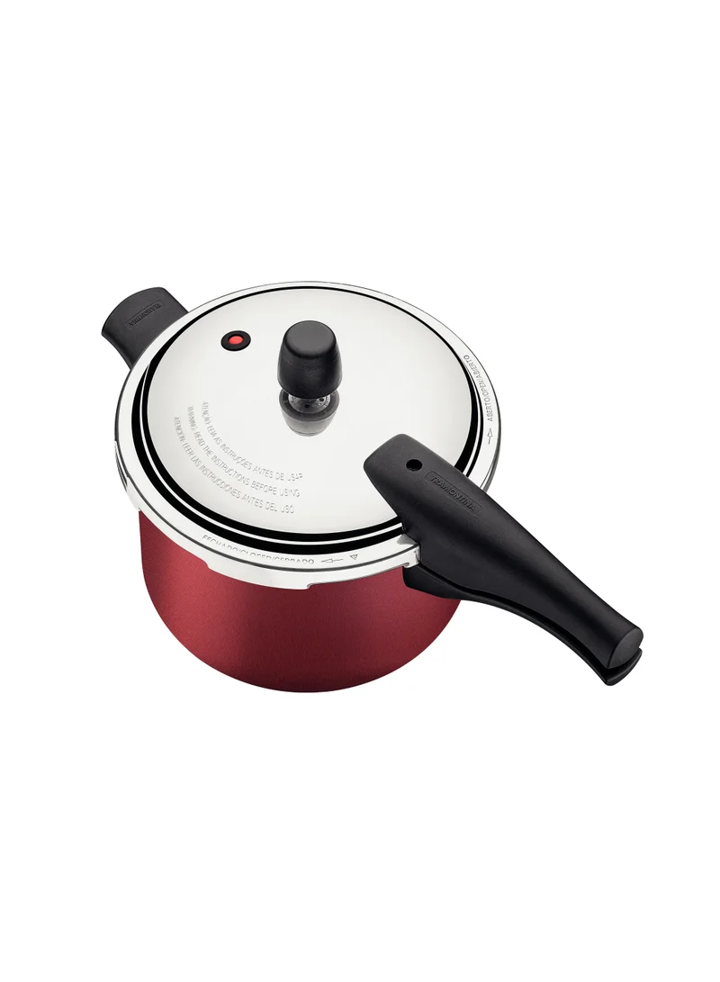TRAMONTINA Tramontina Vancouver 20cm  4.5L Red Aluminum Pressure Cooker with Interior and Exterior Starflon Max PFOA Free Nonstick Coating