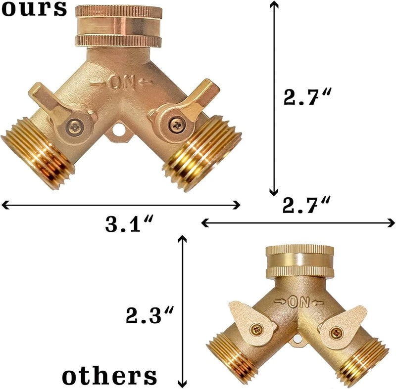 Xiny Tool Brass Garden Hose Splitter (2 Way), Solid Brass Hose Y Splitter 2 Valves with 2 Extra Rubber Washers (4) - Image 4