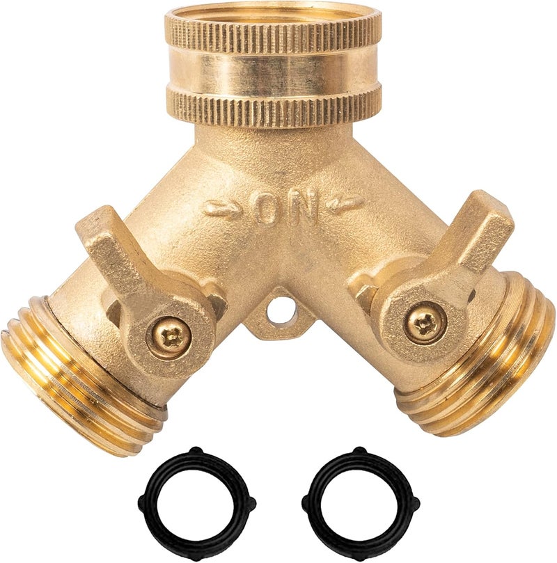 Xiny Tool Brass Garden Hose Splitter (2 Way), Solid Brass Hose Y Splitter 2 Valves with 2 Extra Rubber Washers (4) - Image 5