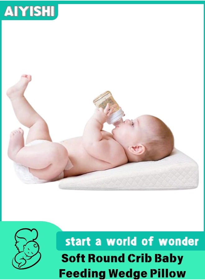 AIYISHI Soft Round Crib Baby Feeding Wedge Pillow For Reflux Sleep With Washable Cover  - Image 1