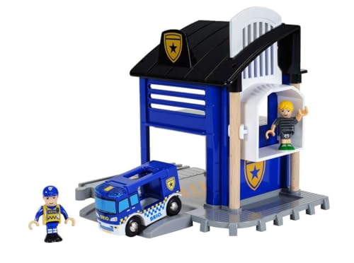 Brio World  33813 Police Station  Interactive Toy Set for Kids  Enhances Creativity  Imagination  Features Light  Sound Effects  Compatible with Brio Railway  Perfect for Ages 3 and Up - Image 1
