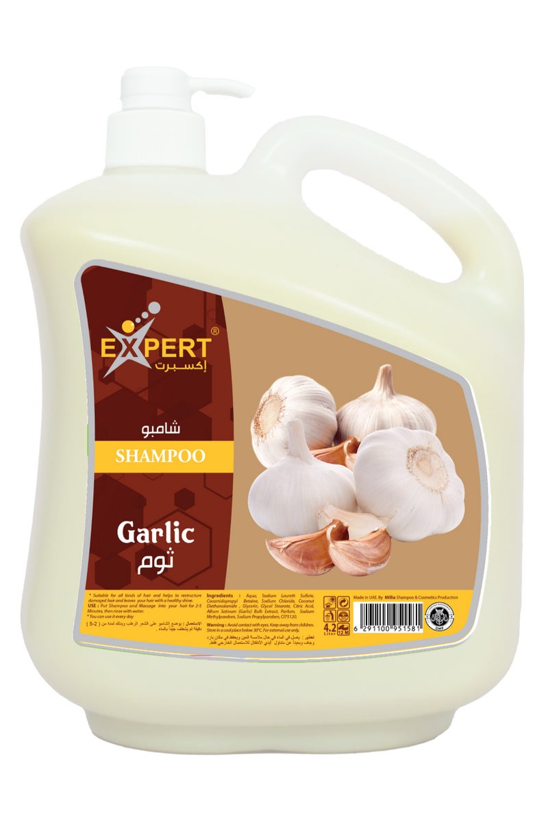 EXPERT Garlic Shampoo – Nourishing Formula for Healthy & Shiny Hair – Suitable for All Hair Types – 4.2L