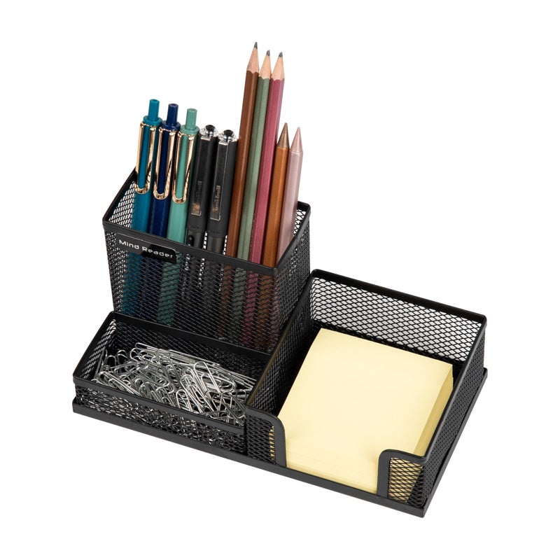 Mind Reader Desktop Organizer, Pen Holder, Clip Basket, Storage, Office, Metal Mesh, 8.07"L x 4.13"W x 3.94"H, Black - Image 5