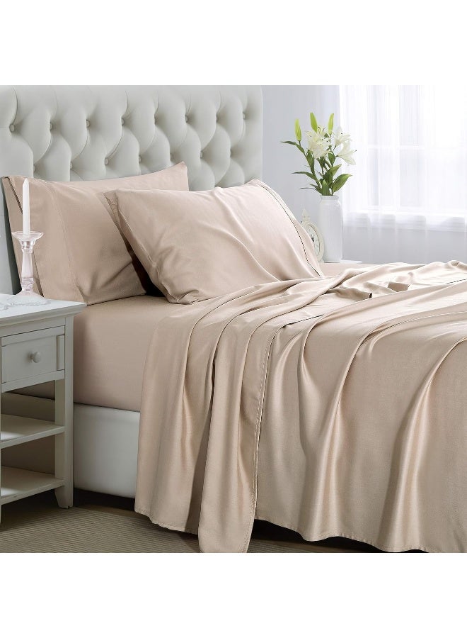 Ibama Bed Sheets Set 3 Pieces With Bamboo Fibers Including Pillowcases For Dorm Room Including 1 X Fitted Sheet 1 X Pillowcase 1 X Flat Sheet Breathable And Machine Washable Twin Size - Image 1