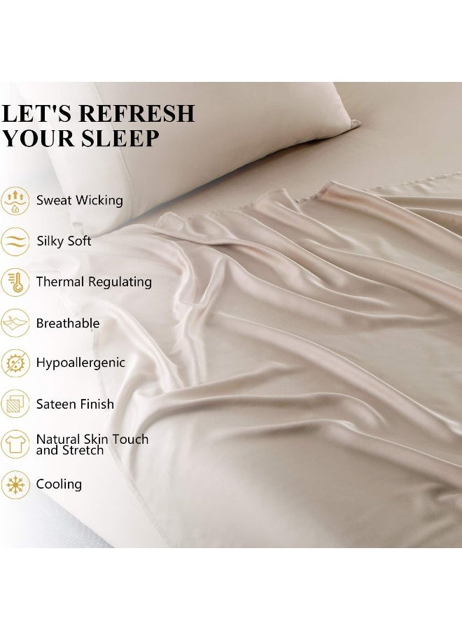 Ibama Bed Sheets Set 3 Pieces With Bamboo Fibers Including Pillowcases For Dorm Room Including 1 X Fitted Sheet 1 X Pillowcase 1 X Flat Sheet Breathable And Machine Washable Twin Size - Image 4