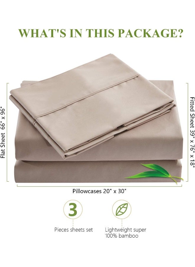 Ibama Bed Sheets Set 3 Pieces With Bamboo Fibers Including Pillowcases For Dorm Room Including 1 X Fitted Sheet 1 X Pillowcase 1 X Flat Sheet Breathable And Machine Washable Twin Size - Image 3