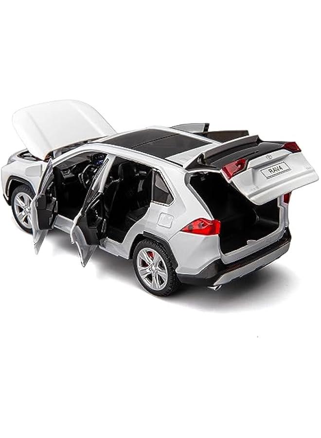 1/24 Compatible for RAV4 Model Car, Zinc Alloy Diecast Collectible Pull Back Toy car with Sound and Light for Kids Boy Girl Gift White - Image 4