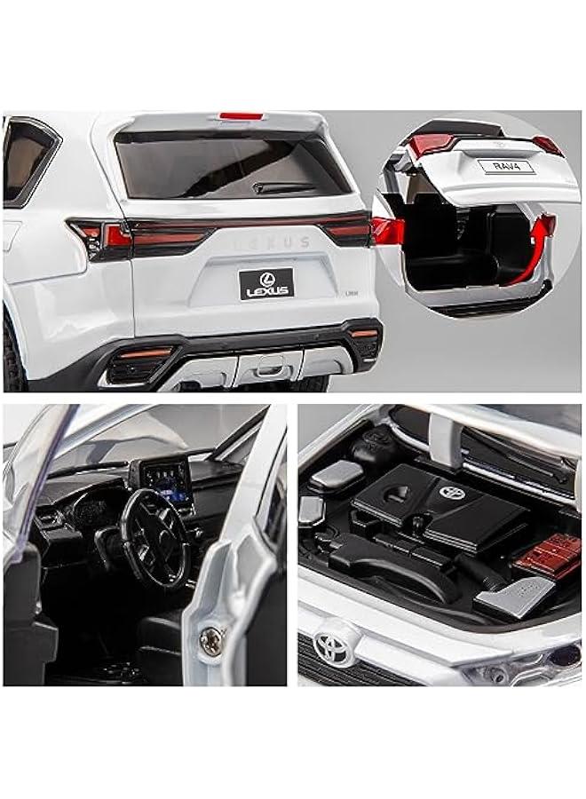 1/24 Compatible for RAV4 Model Car, Zinc Alloy Diecast Collectible Pull Back Toy car with Sound and Light for Kids Boy Girl Gift White - Image 5