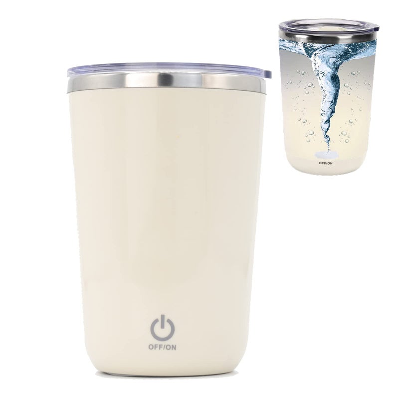 daasigwaa Rechargeable Self Stirring Mug - Magnetic Electric Auto Mixing Stainless Steel Cup for Office/Kitchen/Travel/Home Coffee/Tea/Hot Chocolate/Milk-350 ml/11.8 oz(Beige) - Image 1