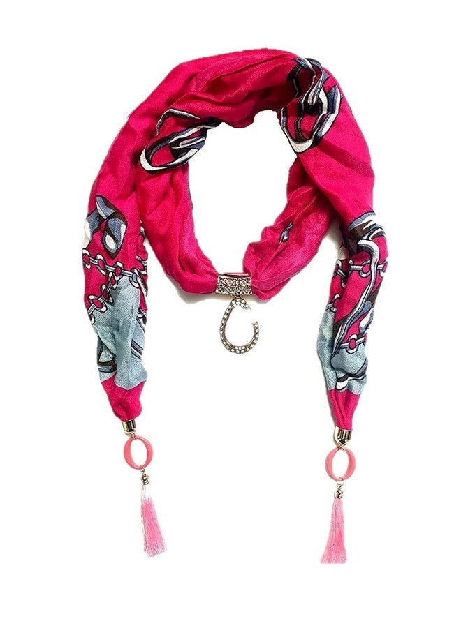 Magic MAGIC Girls Stylish Printed Scarf with Necklace pendant Scarves Stole Dupatta (Multicolor,S01) - Image 1