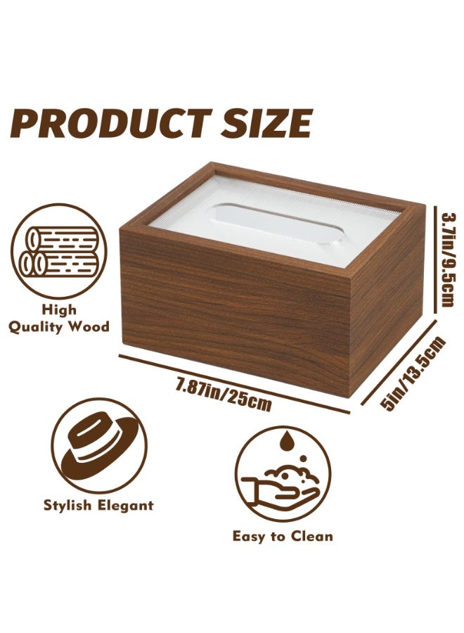 Walnut Wood Grain Tissue Box Holder with Acrylic Lid – Elegant Rectangular Tissue Holder for Bathroom, Living Room, Office Desk, and Hotel Use – Fits Standard Square Tissue Boxes, Easy to Refill, Moisture-Resistant & Stylish Gift for Home Decor - Image 5