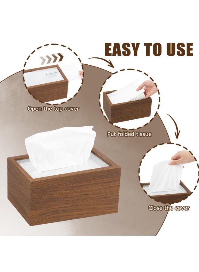 Walnut Wood Grain Tissue Box Holder with Acrylic Lid – Elegant Rectangular Tissue Holder for Bathroom, Living Room, Office Desk, and Hotel Use – Fits Standard Square Tissue Boxes, Easy to Refill, Moisture-Resistant & Stylish Gift for Home Decor - Image 4