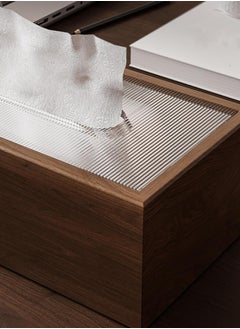 Generic Walnut Wood Grain Tissue Box Holder - Elegant Rectangular Wooden Paper Napkin Dispenser for Living Room, Office Desk, Hotel Use  - Image 2