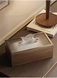 Generic Walnut Wood Grain Tissue Box Holder - Elegant Rectangular Wooden Paper Napkin Dispenser for Living Room, Office Desk, Hotel Use  - Image 5