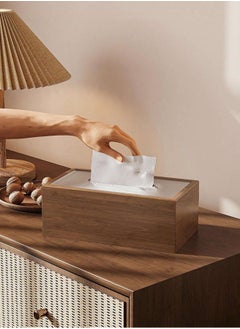 Generic Walnut Wood Grain Tissue Box Holder - Elegant Rectangular Wooden Paper Napkin Dispenser for Living Room, Office Desk, Hotel Use  - Image 4