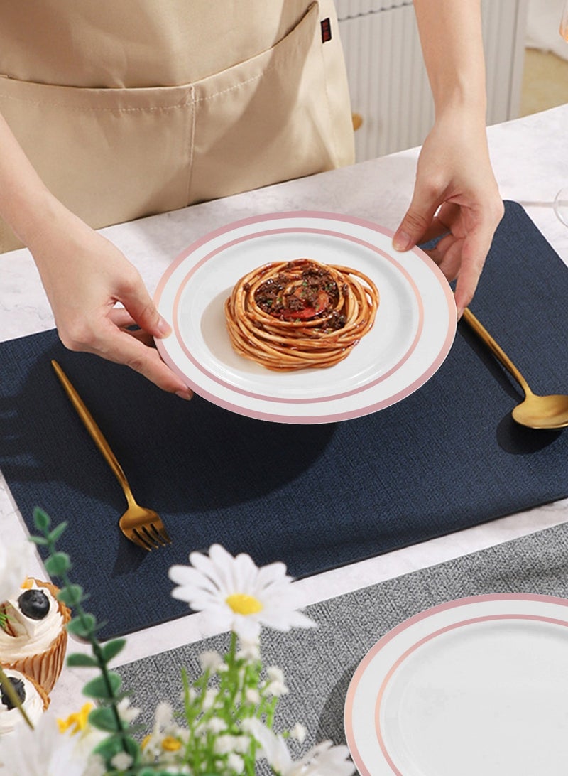 HomarKet 50Pcs Plastic Party Plates White Rose Gold Rim, 25 Premium Heavy Duty 10.25 Inch Dinner Plates and 25 Disposable 7.5 Inch Dessert Appetizer Elegant Fancy Heavy Duty Wedding Plates - Image 4