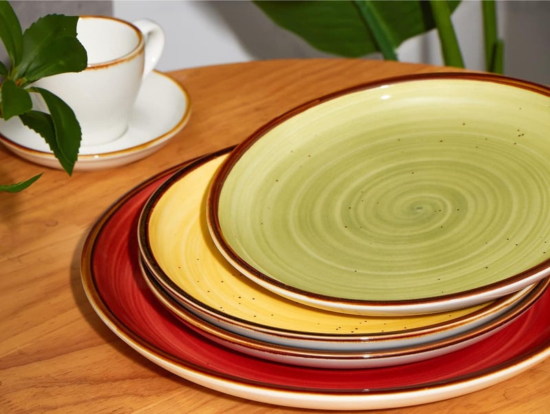 ONEMORE Porcelain Dinner Plates 85 inch Dessert Salad Plates Ceramic Plates with Speckle Serving Dishes Set of 4 Microwave Oven and Dishwasher Safe - Image 2