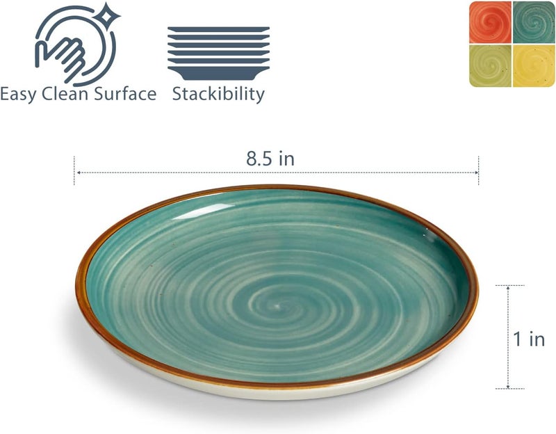 ONEMORE Porcelain Dinner Plates 85 inch Dessert Salad Plates Ceramic Plates with Speckle Serving Dishes Set of 4 Microwave Oven and Dishwasher Safe - Image 5